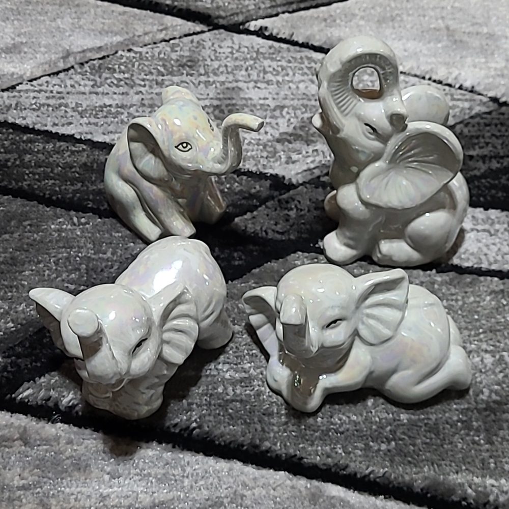 Vintage Iridescent Elephants 🐘 Figurines Statue Decor
